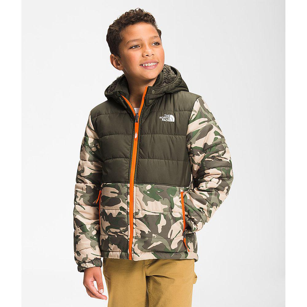 The North Face Printed Reversible Mount Chimbo Full Zip Αγόρια Μπουφάν Με Κουκούλα - Πρασινο Καμουφλ